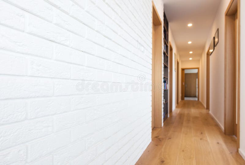 White Brick Wall in Hallway Stock Image Image of comfort, hall 89683015