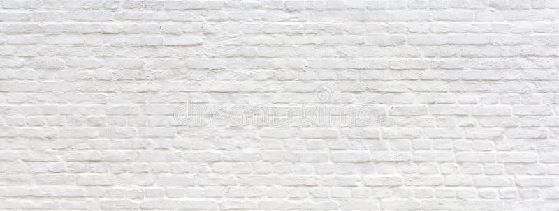 White painted old brick Wall panoramic background