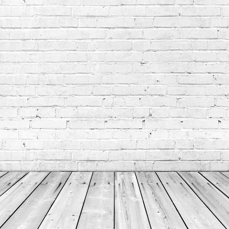  White  Brick  Wall  And Wooden Floor  Abstract Interior Stock 