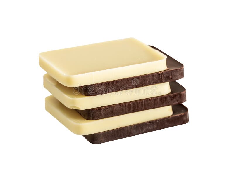 White and Brown, Dark chocolate bar in a row layers