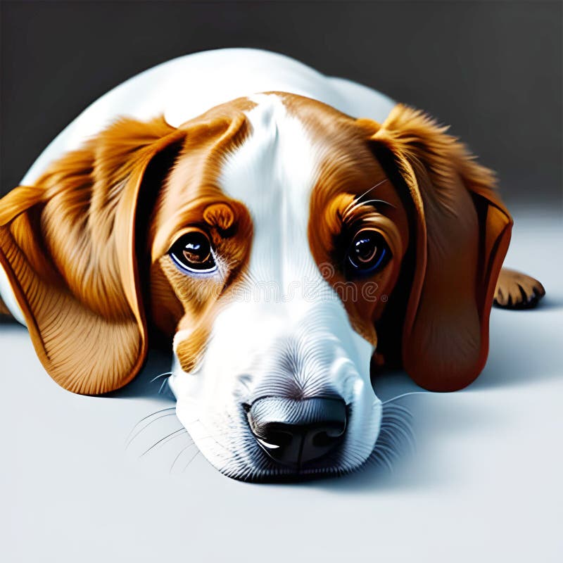 White and Brown Dog with Beautiful Eyes Stock Illustration
