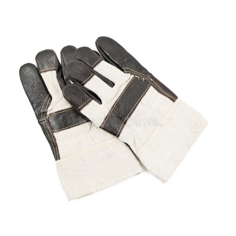 White brown working gloves on the white backgrobnd. Pair working gloves stock images, royalty-free photos and pictures