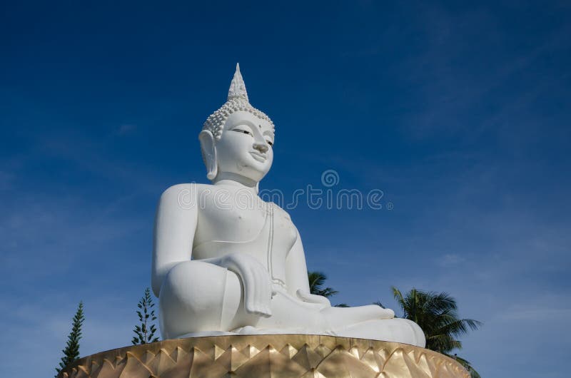 Big White Buddha Statue is Travel Landmark of Chumphon, Thailand