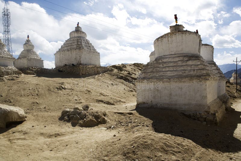 White Buddhist stupa. stock image