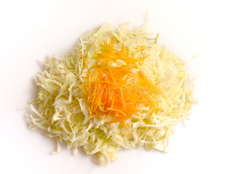 White Cabbage Cut into Small Pieces and Sprinkled with Grated Carrots