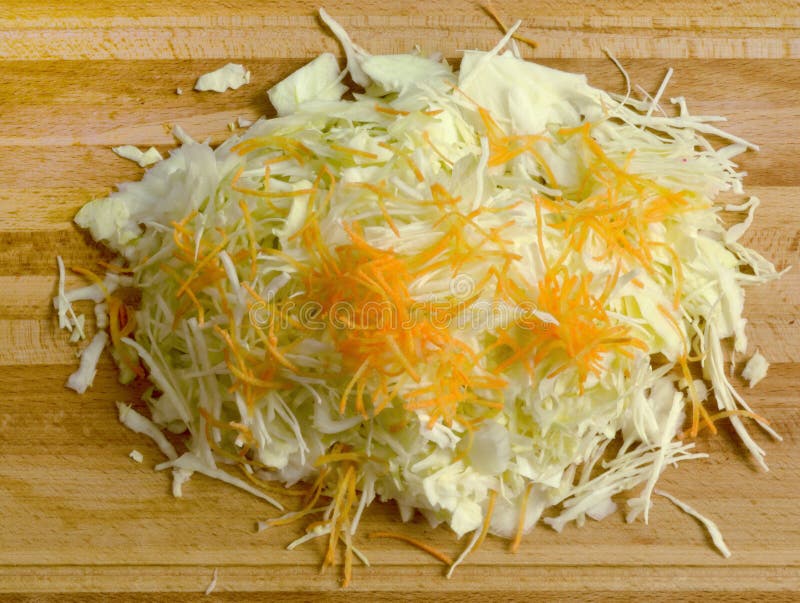 White Cabbage, Cut into Small Pieces and Sprinkled with Grated Carrots