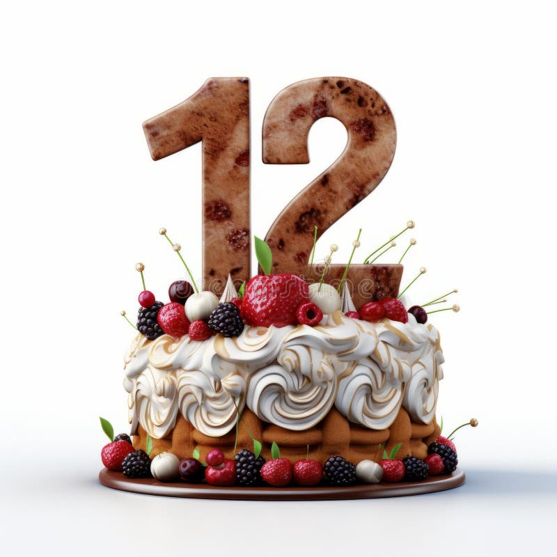 Vibrant And Detailed Number Twelve Cake For Joyful Celebrations vector illustration