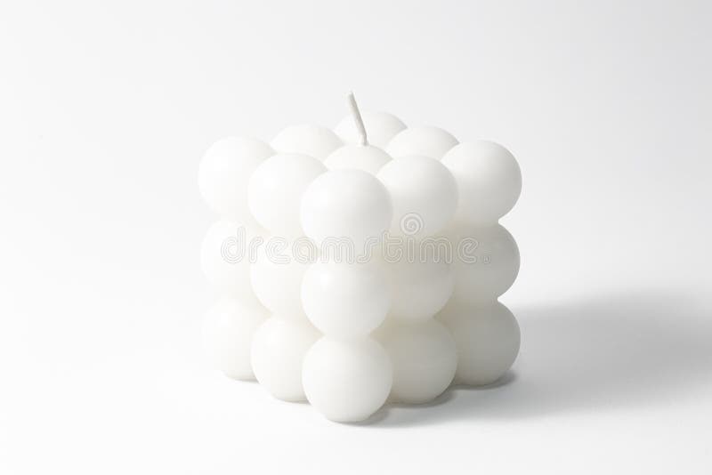 White Candle Square Shape on a White Background Isolated. Stock Image