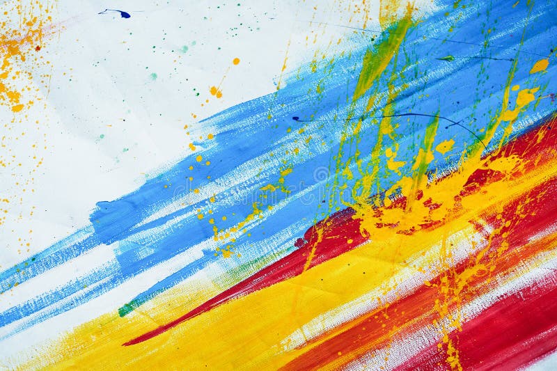 White Canvas with Red Blue and Yellow Brush  or Background  Stock Image - Image of background, modern: 107791691