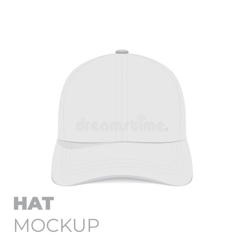 White Cap Template Design with Visor Cap and Front View Template Design