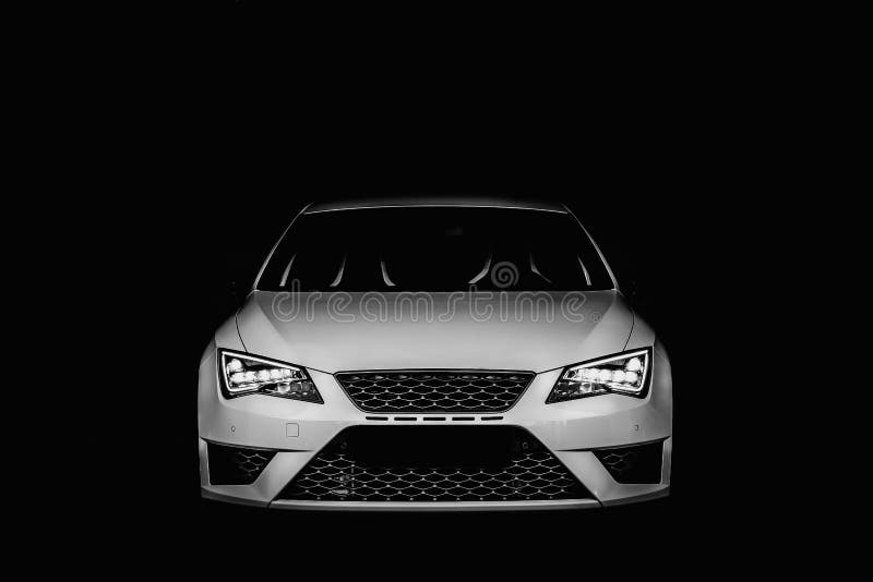 White car front view stock photography