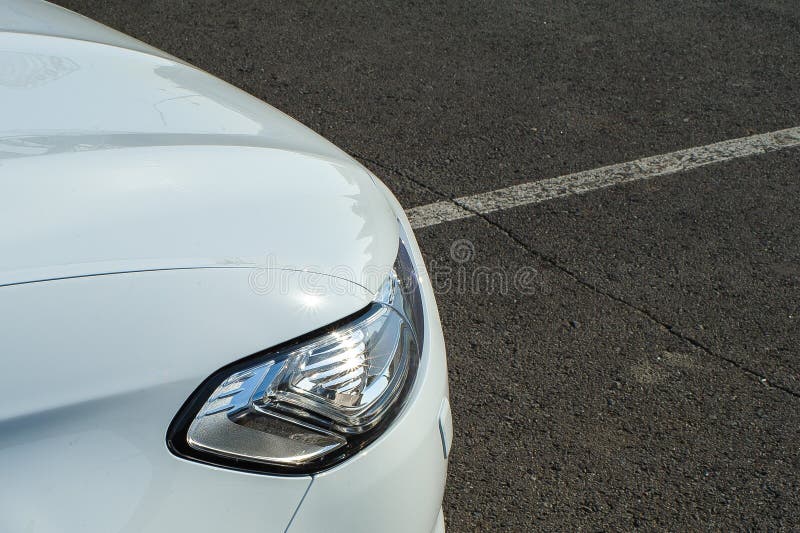 White car headlights stock image. Image of headlight 129372299