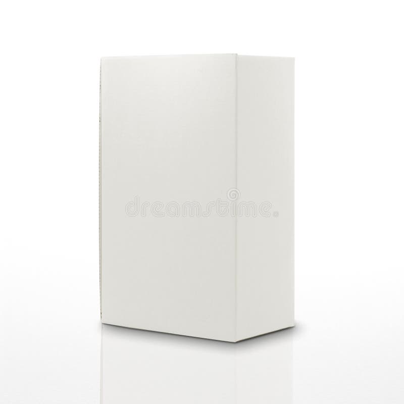 White carton box isolated on white with reflection