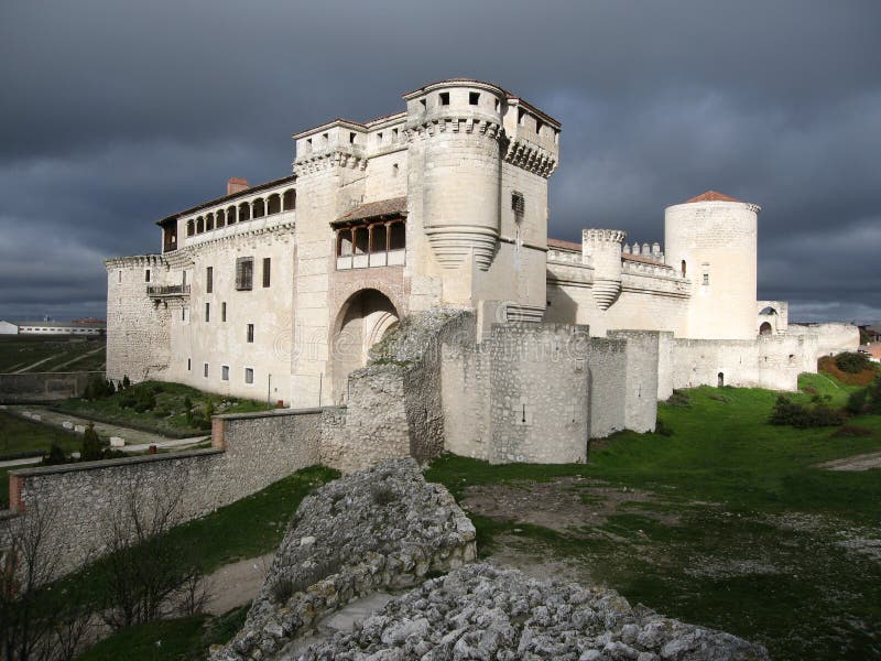 White Castle, Stormy Clouds, Cuellar, Spain Stock Photo ...