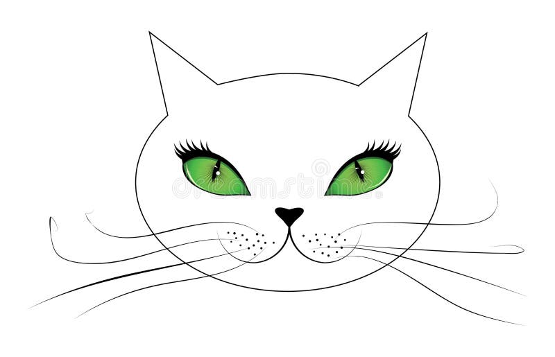 White cat face with green eyes