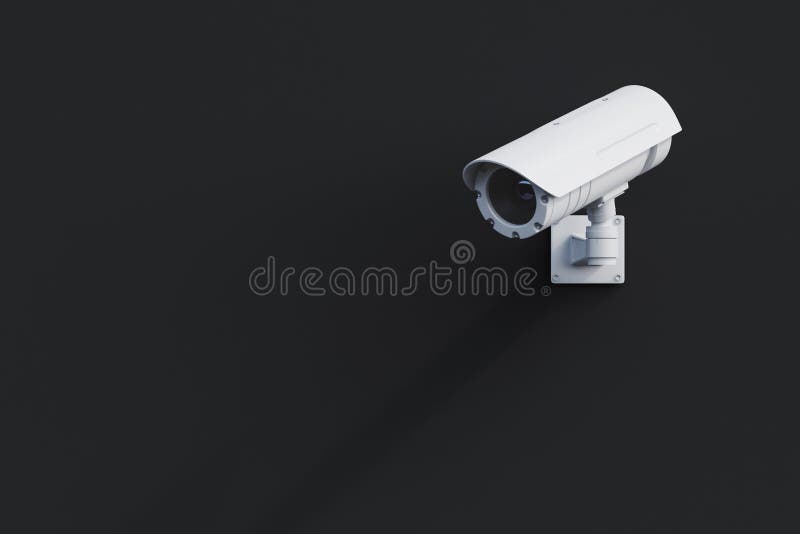 White CCTV camera on a black wall royalty free illustration White CCTV camera on a black wall royalty free illustration