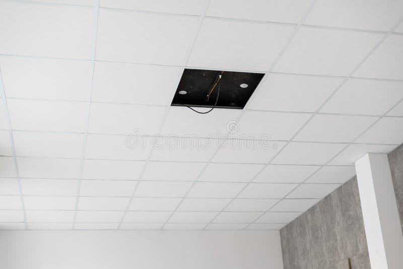 White ceiling in the office. White ceiling can reflect light well. The right light at work. Abstract empty white stock photo