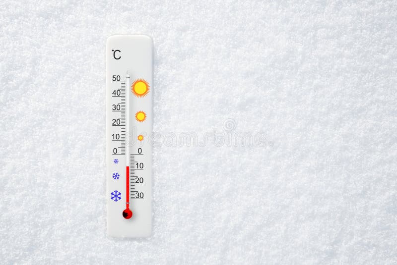 Fahrenheit scale thermometer isolated on a white background. Ambient  temperature minus 14 degrees Stock Photo