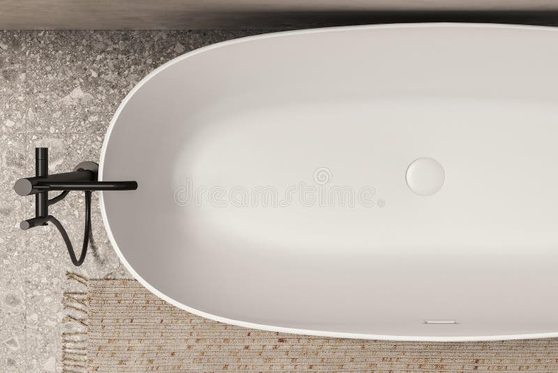 White Ceramic Bathtub in Modern Bathroom Interior Stock Photo Image