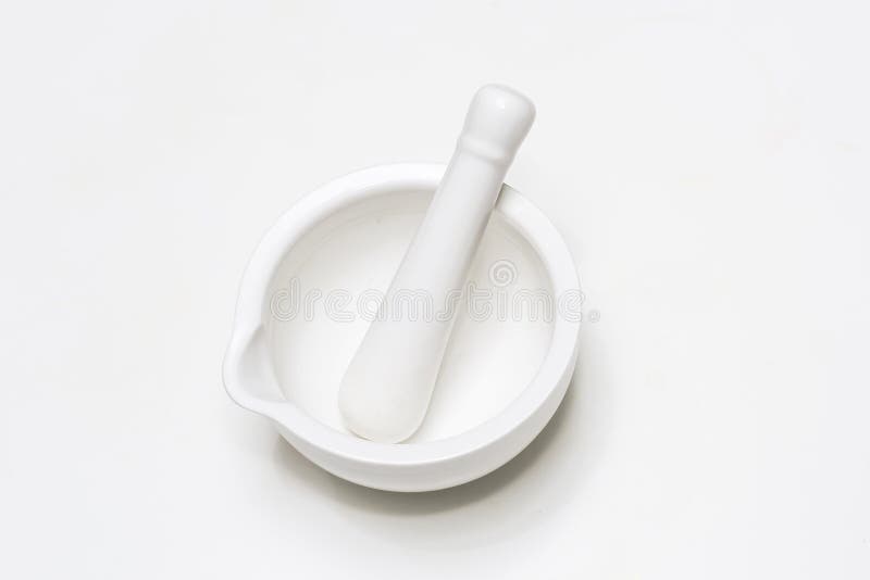 White Ceramic Mortar and Pestle Stock Photo Image of morter, grinder