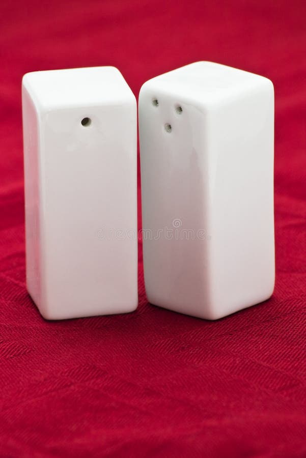 White Ceramic Salt and Pepper Shakers Stock Image Image of mill