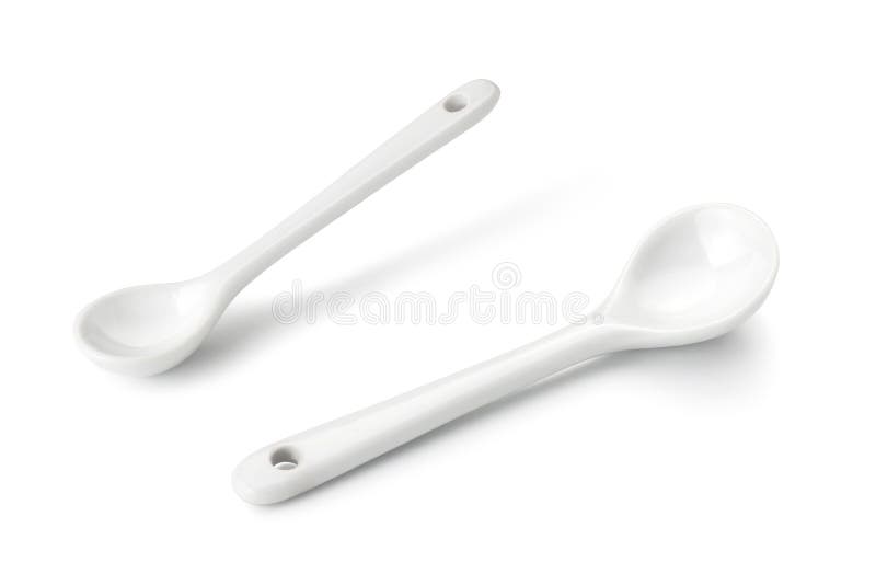 White Ceramic Spoon Ideal for Serving Condiments Stock Image Image of