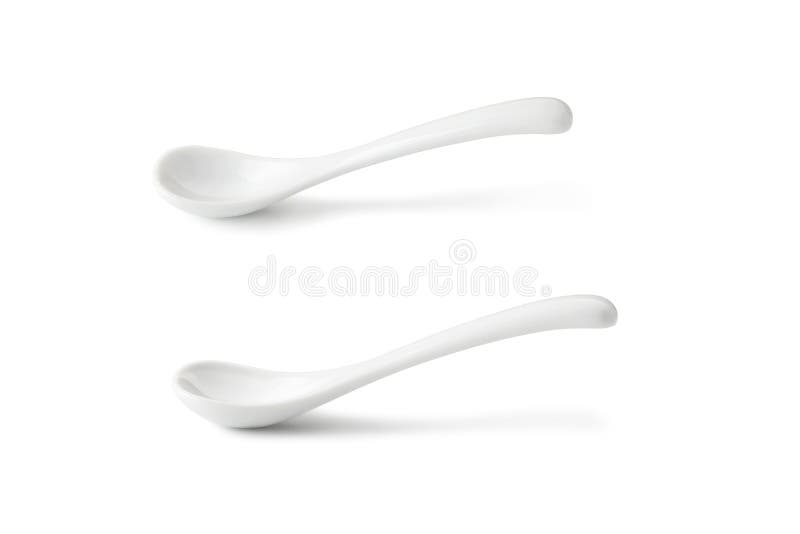 White Ceramic Spoon Ideal for Serving Condiments Stock Image Image of