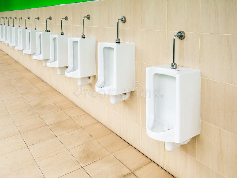 White Ceramic Urinals for Men Stock Image Image of floor, hygiene