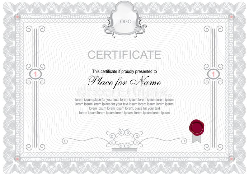 White Certificate with Grey Line Border Stock Vector - Illustration of
