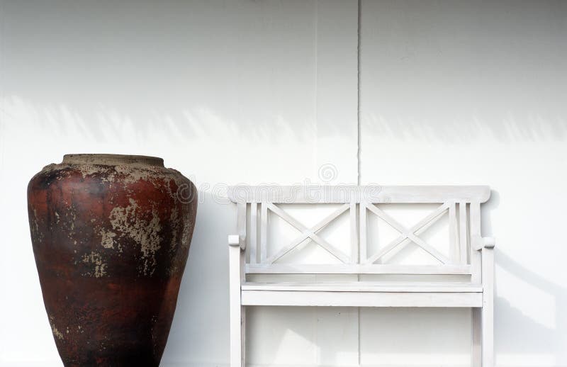 White Chair Against the Wall Stock Photo Image of pottery, wood 17082394