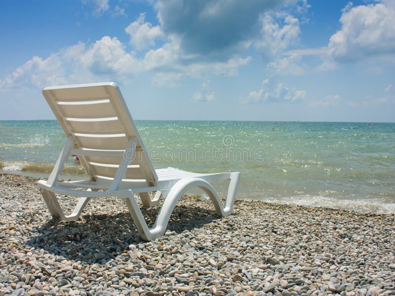 White Chaise Lounge on the Beach Stock Photo Image of lounge, summer