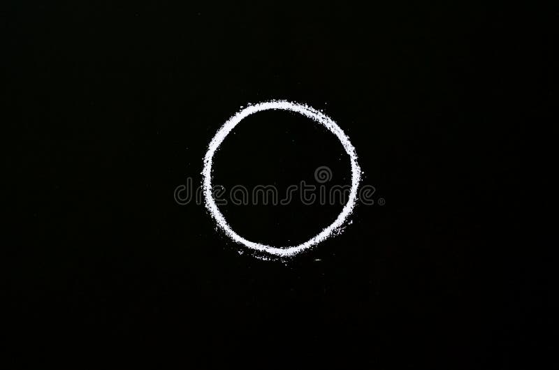 White Chalk Drawn Circle on Blackboard. Stock Photo Image of white