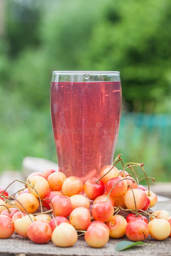 White cherries and glass juice