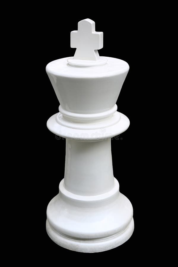 White Chess King Standing Isolated on a Black Background Stock Image