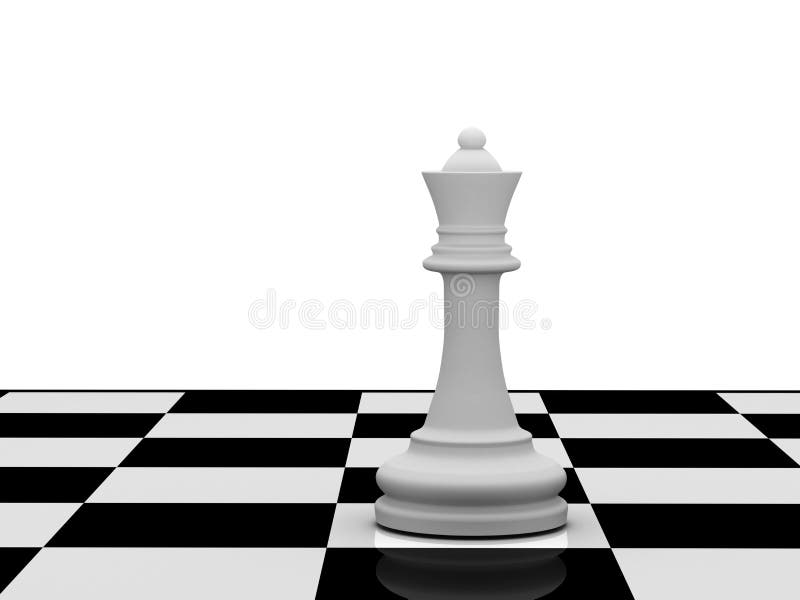 White chess queen on chessboard