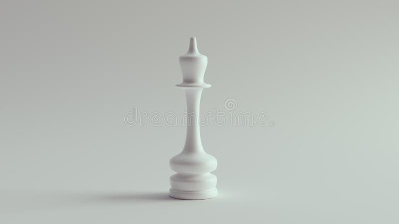 White Chess Queen Piece 3d illustration rendering