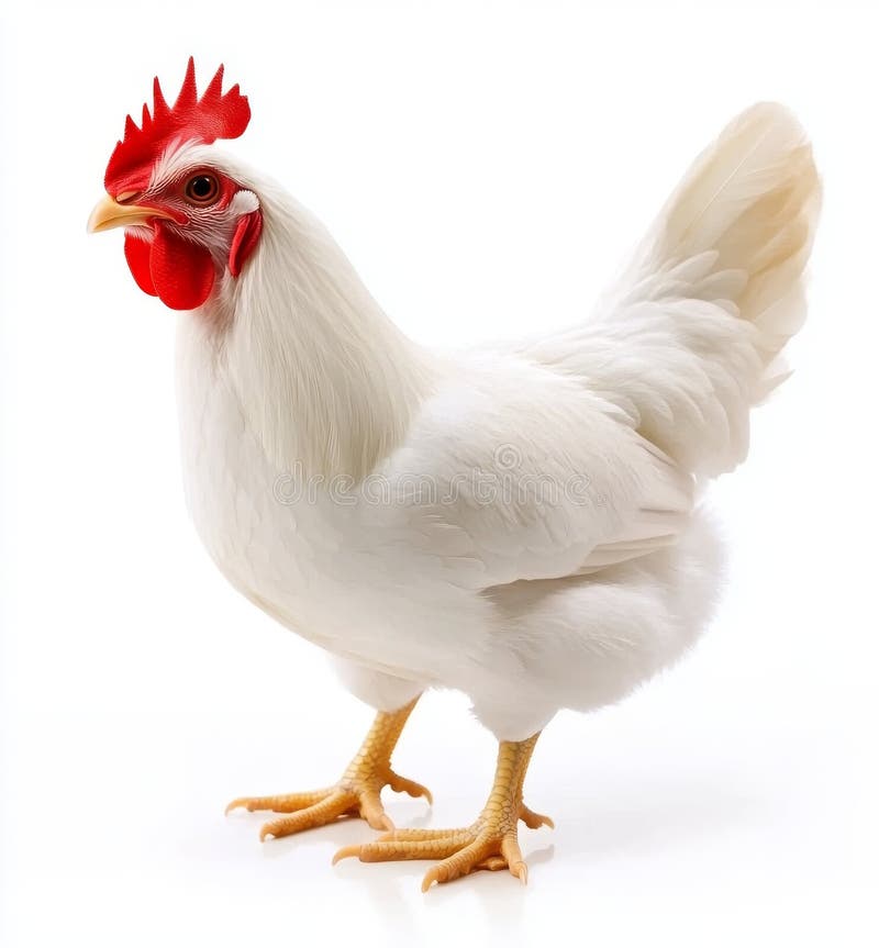 The white chicken is isolated on a transparent background, representing a modern animal royalty free stock photos