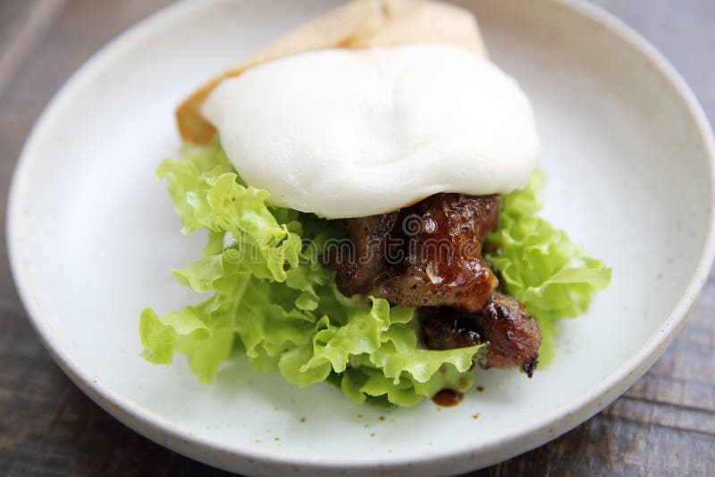 White chicken teriyaki burger royalty free stock image