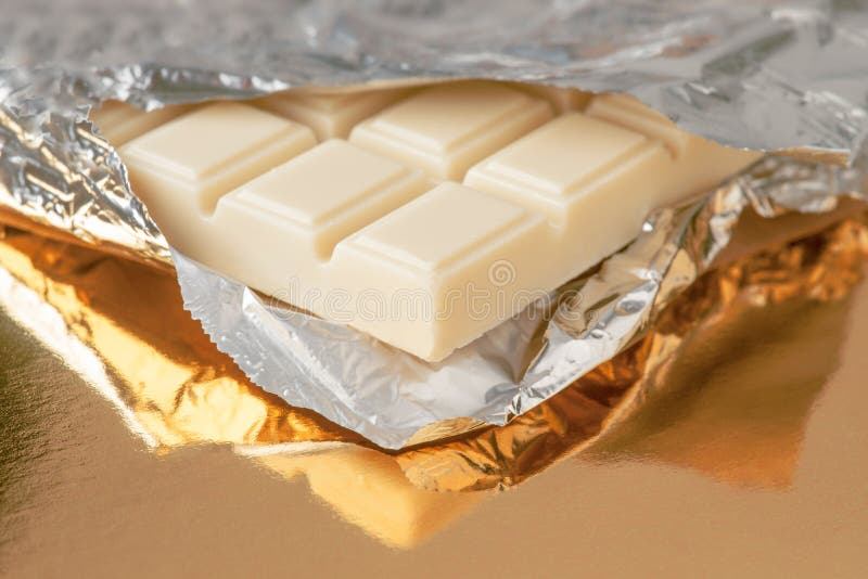 White Chocolate Bar on Gold Base Stock Image Image of texture, stack