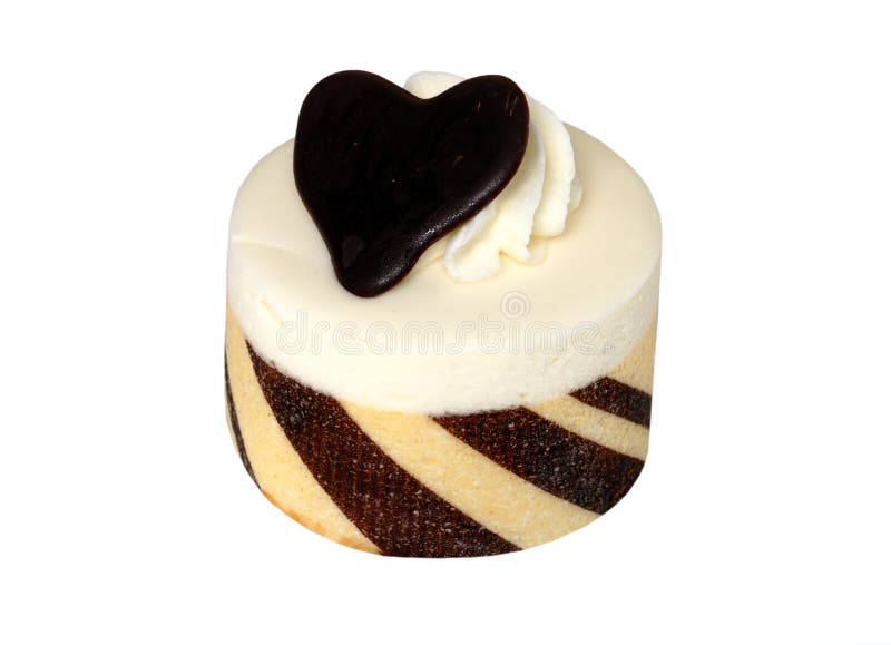 White chocolate cake with heart isolated