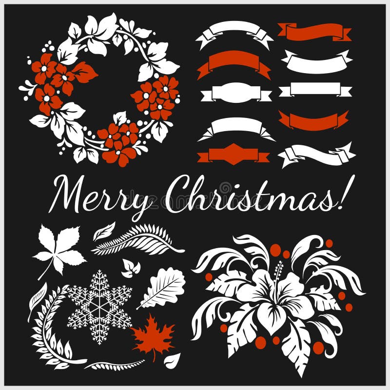 White Christmas design elements vector image