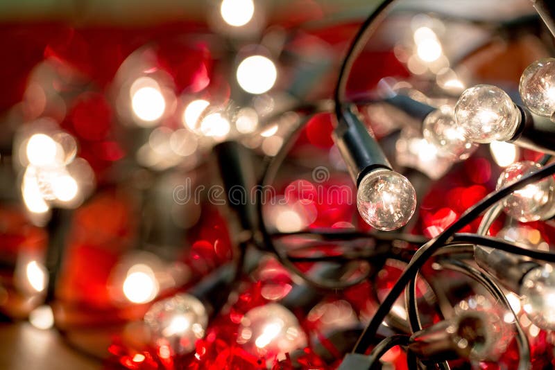 White Christmas Lights Background Stock Image Image of rustic, close