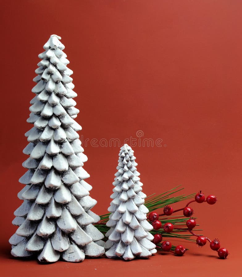 White Christmas Tree candles with pine and berries holiday still life stock photography White Christmas Tree candles with pine and berries holiday still life stock photography
