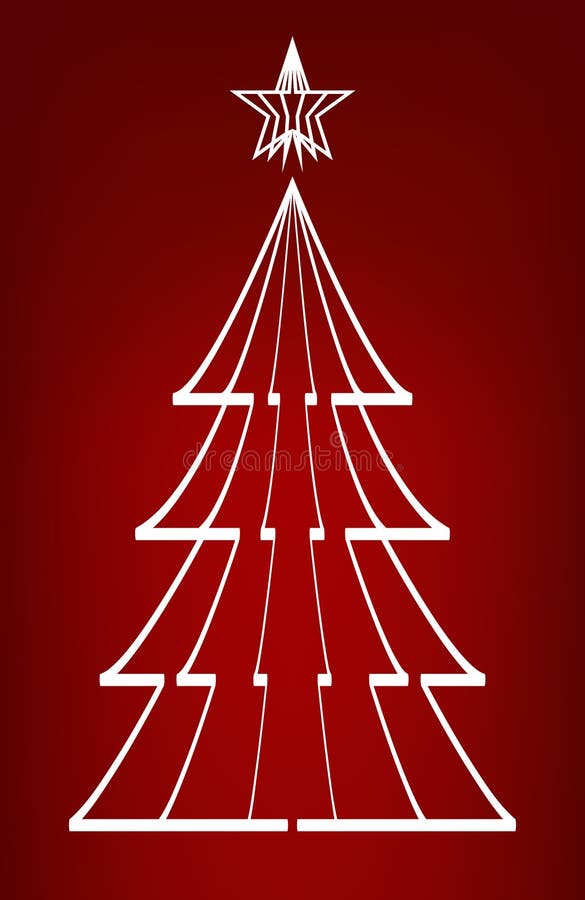 White Christmas Tree Vector Red Background Stock Vector Illustration