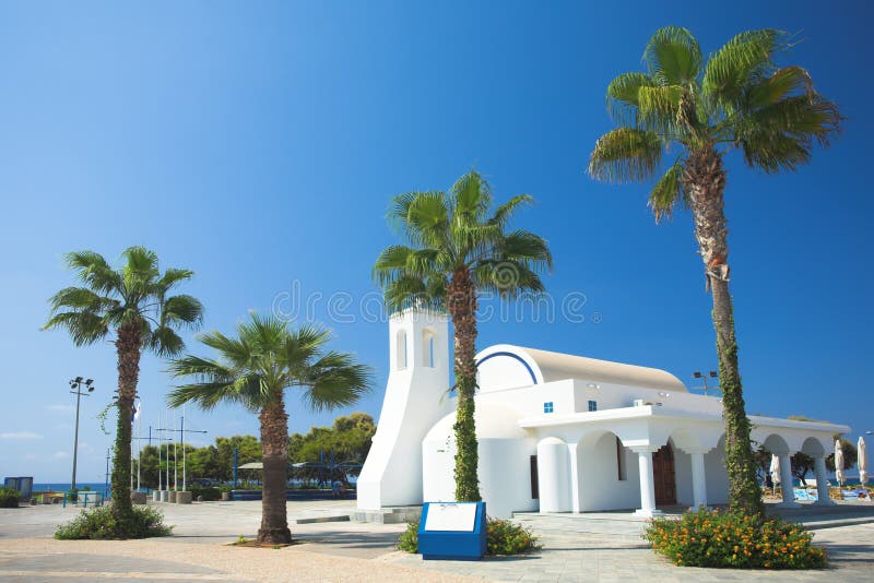 White church and palms, Agia napa