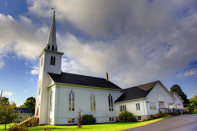 White church with steeple royalty free stock photo White church with steeple royalty free stock photo