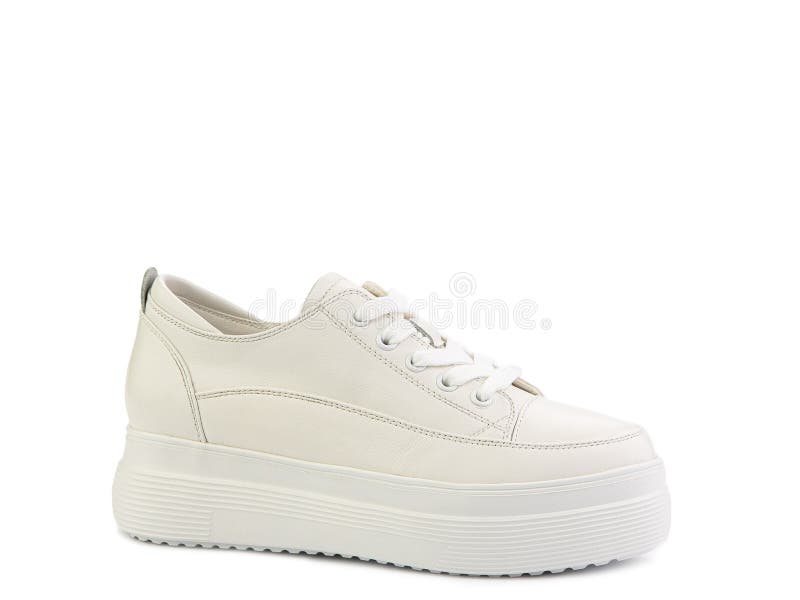 White Classic Leather Trainers. Casual Women S Style. White Lacing and ...