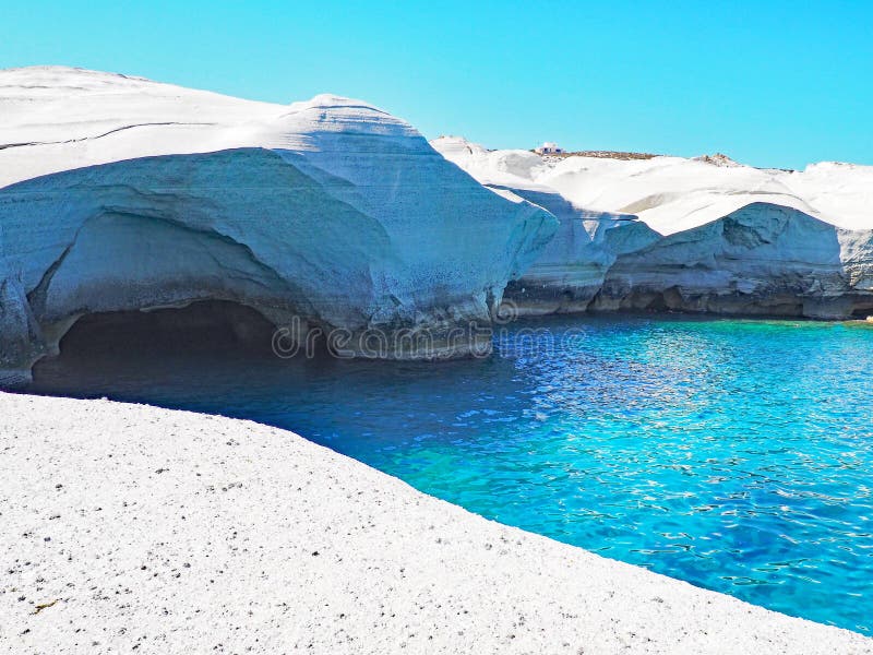 The white cliffs near Sarakiniko Beach in Milos in the Cyclades Islands of Greece stock image The white cliffs near Sarakiniko Beach in Milos in the Cyclades Islands of Greece stock image
