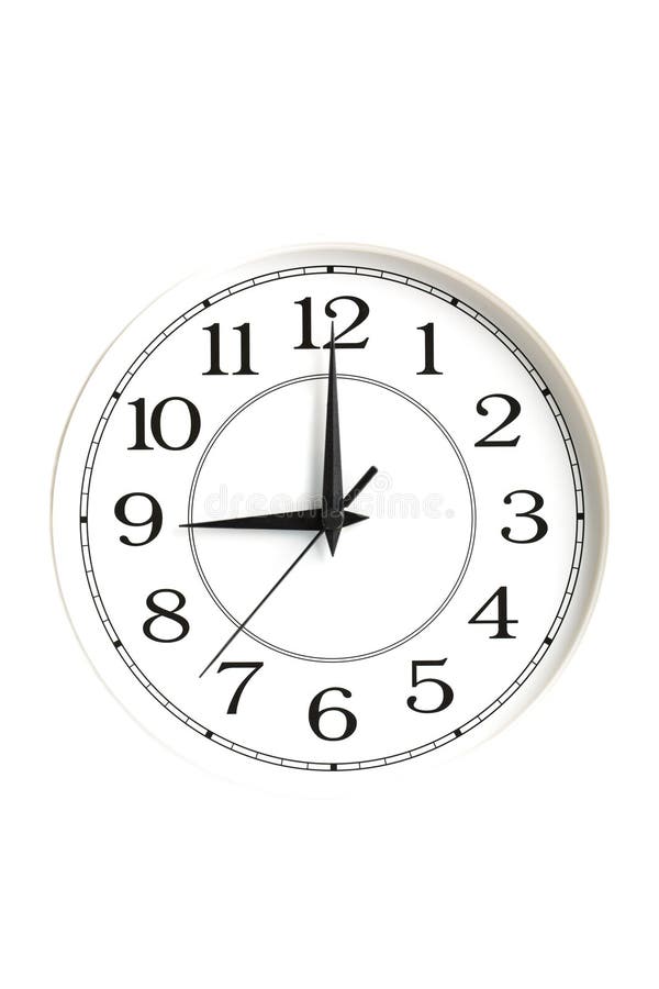 White Clock Showing Nine O'clock Isolated Picture. Image 6820546