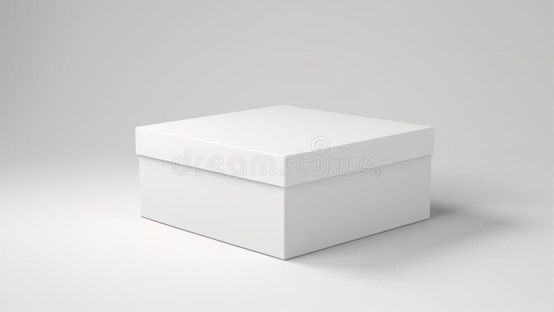 White closed box 3d mockup on the white background. Cardboard box template stock illustration
